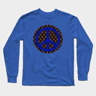 BLUE Flower Peace Sign Long Sleeve T-Shirt